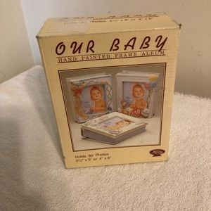 Our Baby Hand Painted Frame Album Holds 80 Photos 4”x6” NIB
